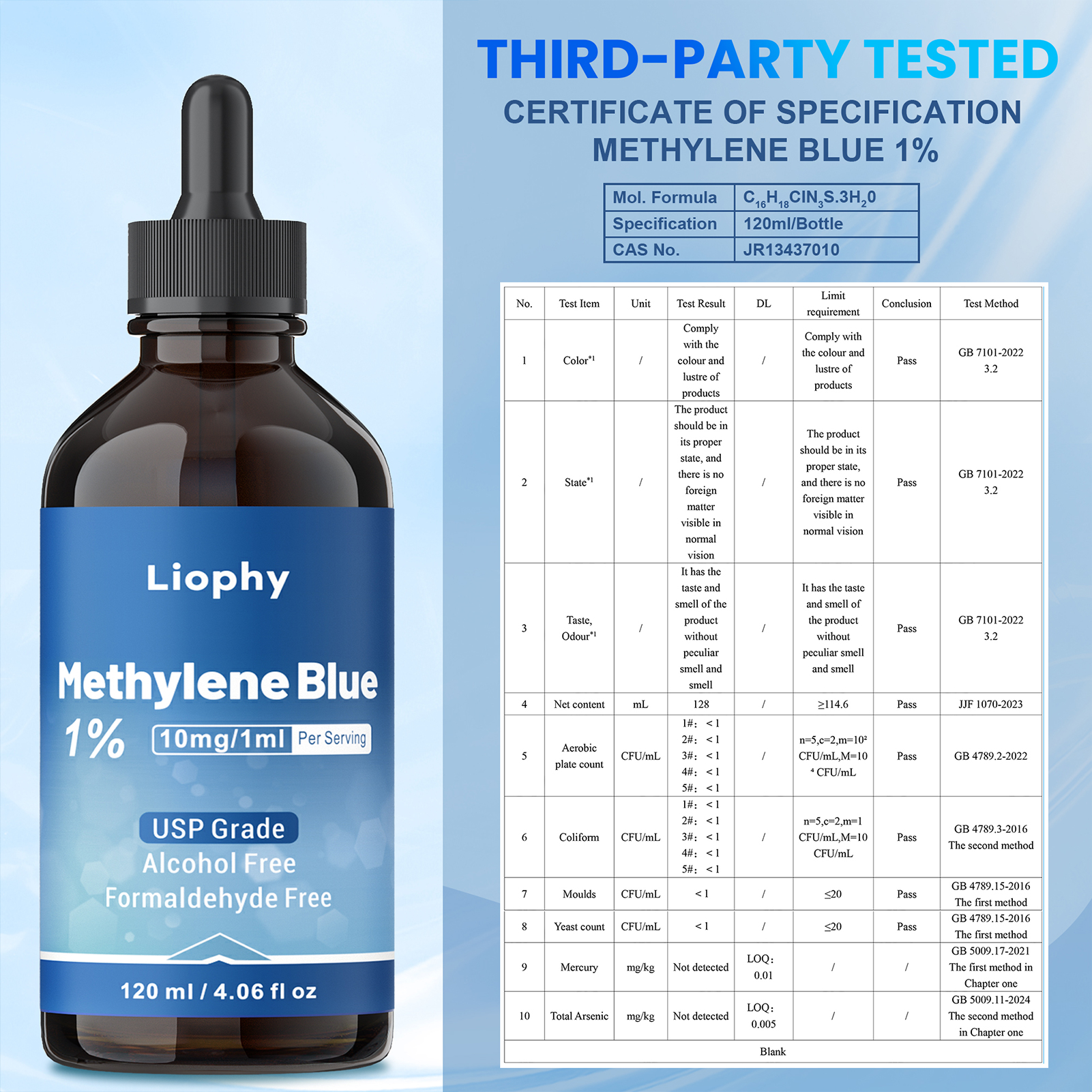 Methylene Blue Solution 1% - High Purity, Methylene Blue USP Standard Solution - No Formaldehyde, 4.06 Fl Oz, 120 ml - Image 4