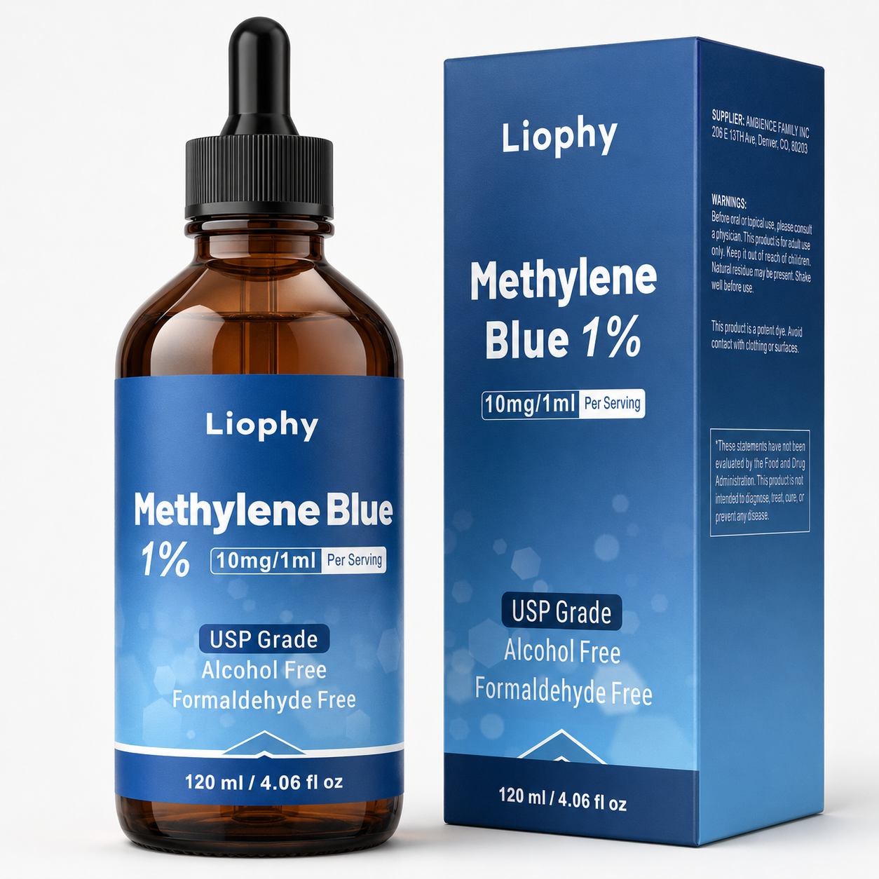 Methylene Blue Solution 1% - High Purity, Methylene Blue USP Standard Solution - No Formaldehyde, 4.06 Fl Oz, 120 ml